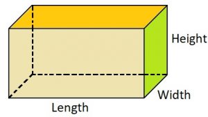 How do you write the volume of a cuboid or rectangular prism?